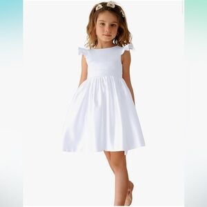 White Satin Flower Girl Dress
